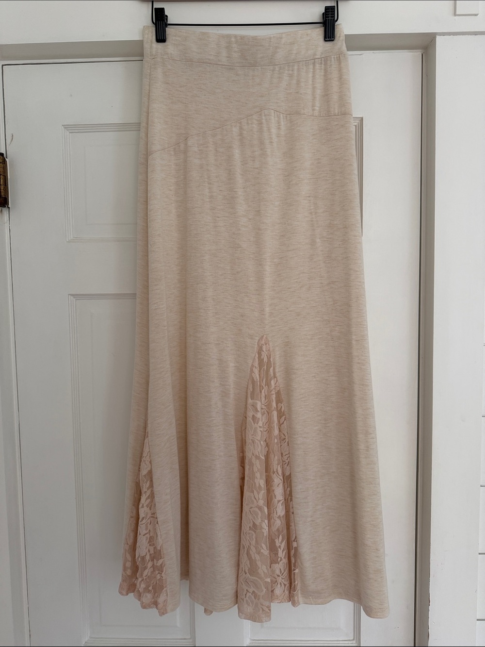 Altar'd State Cream Lace-Panel Maxi Skirt